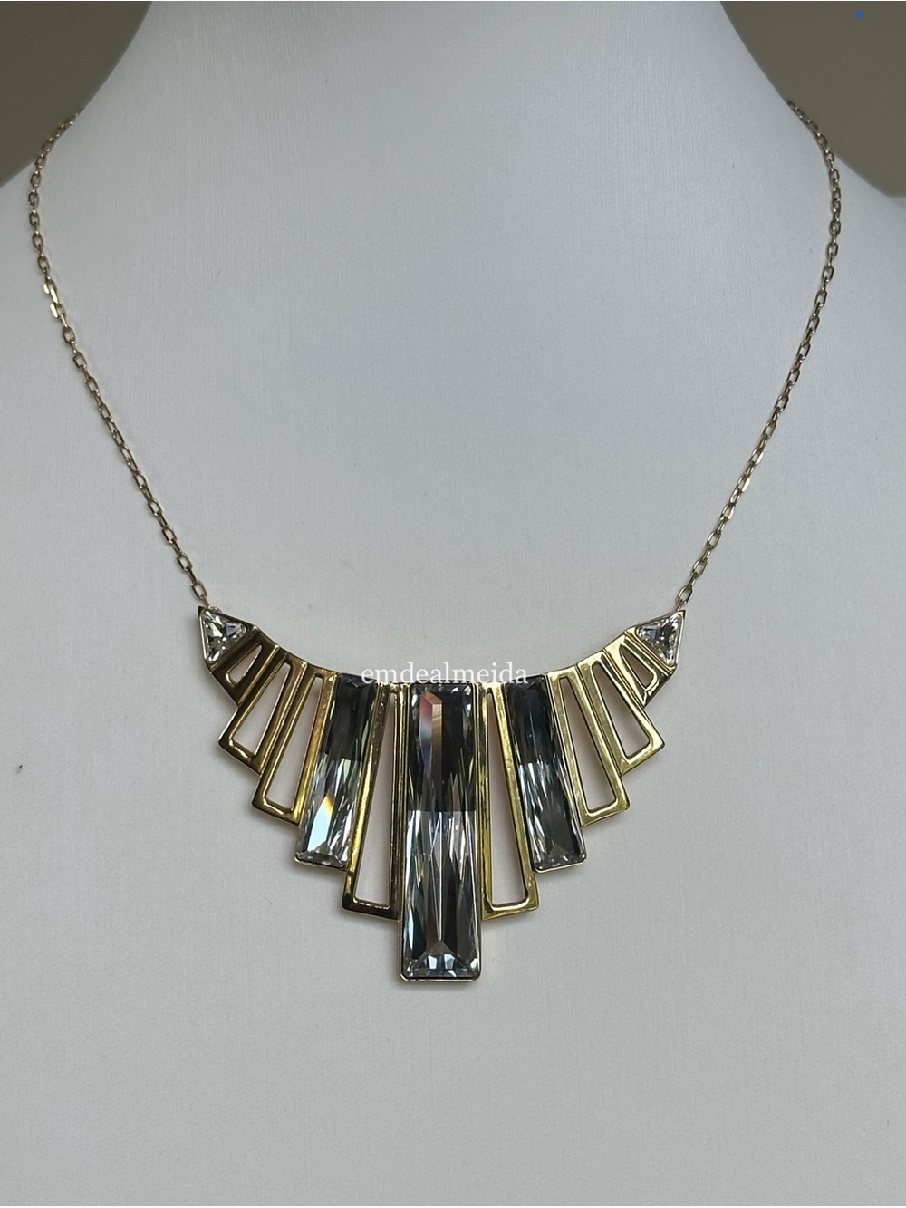 RARE Swarovski Crystal Gold Tone Brancusi Collar Statement Bib Necklace 5077509